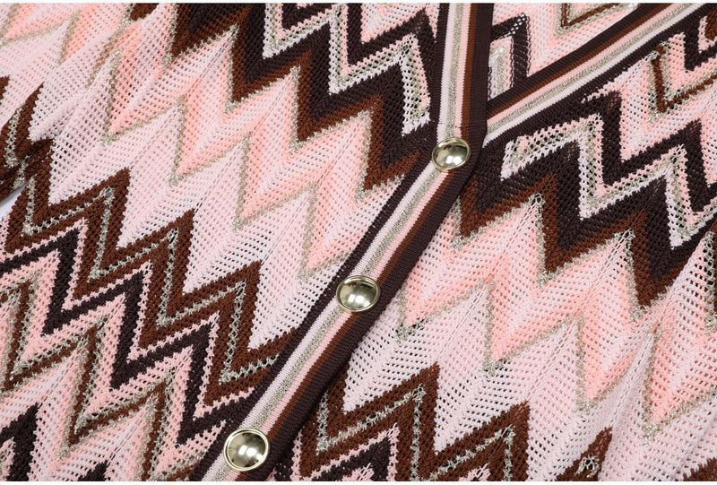 Zahara Zig Zag Knit Cardigan  – Brown Shop Byxie