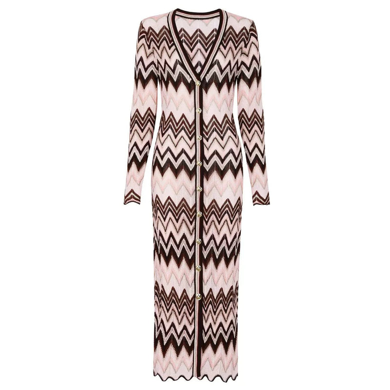 Zahara Zig Zag Knit Cardigan  – Brown Shop Byxie