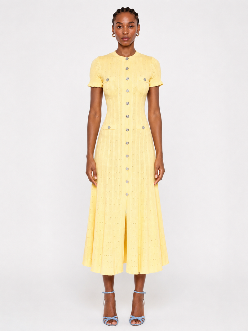 Byxie Sienna Luxe Knit Midi Dress - Yellow Shop Byxie