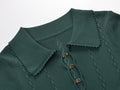 Sabrina Pointelle Knit Polo Top - Green Shop Byxie