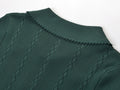 Sabrina Pointelle Knit Polo Top - Green Shop Byxie
