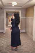 Sylvie Rhinestone Knit Cardigan & Skirt Set - Navy Shop Byxie