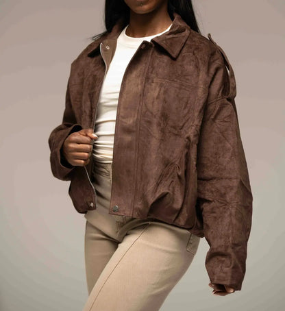 Amara Oversized Faux Suede Jacket - Shop Byxie