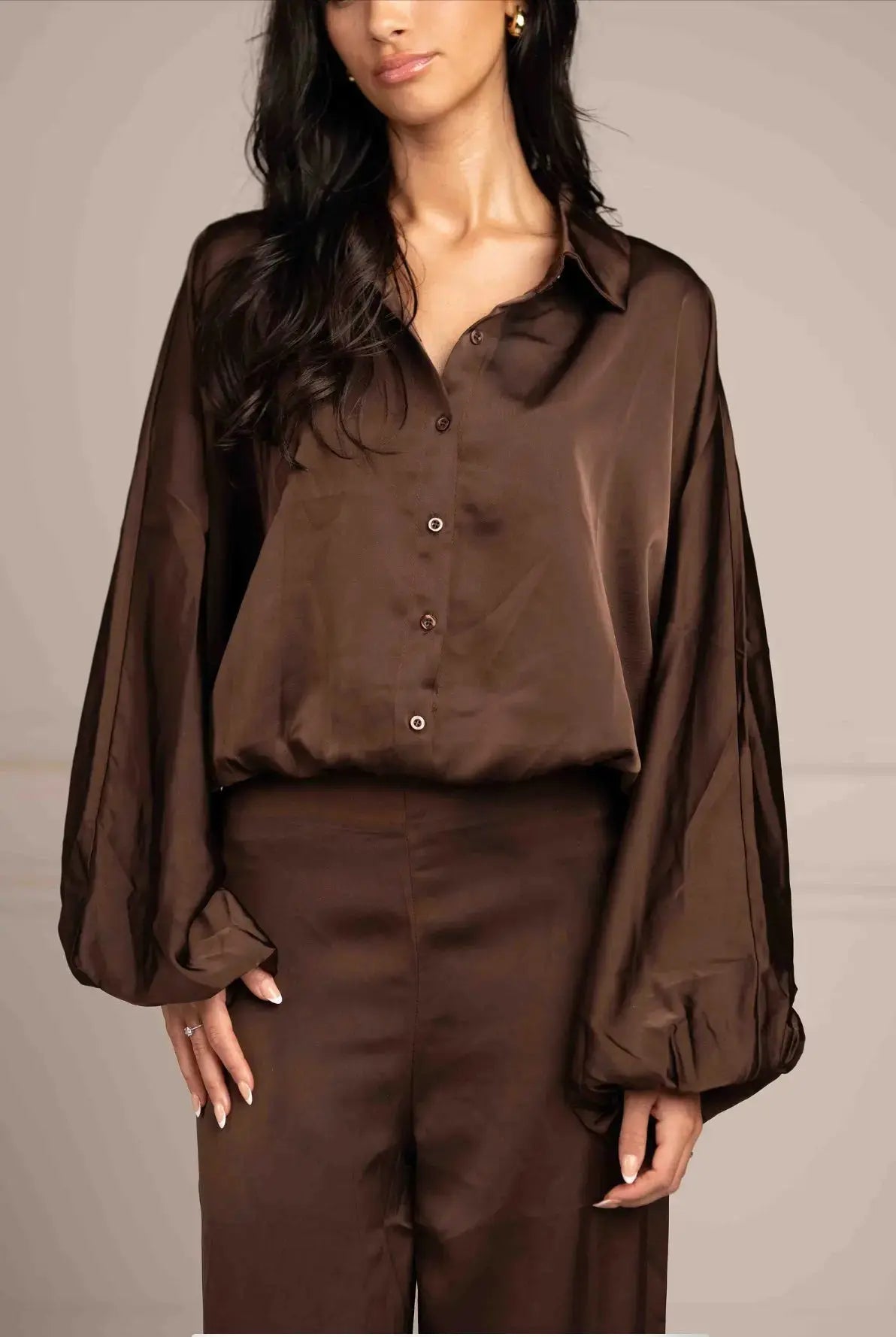 Bubble Hem Satin Blouse Shop Byxie