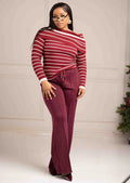 Vienna Off Shoulder Stripe Jumper – Burgundy Shop Byxie