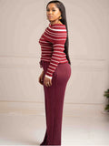 Vienna Off Shoulder Stripe Jumper – Burgundy Shop Byxie