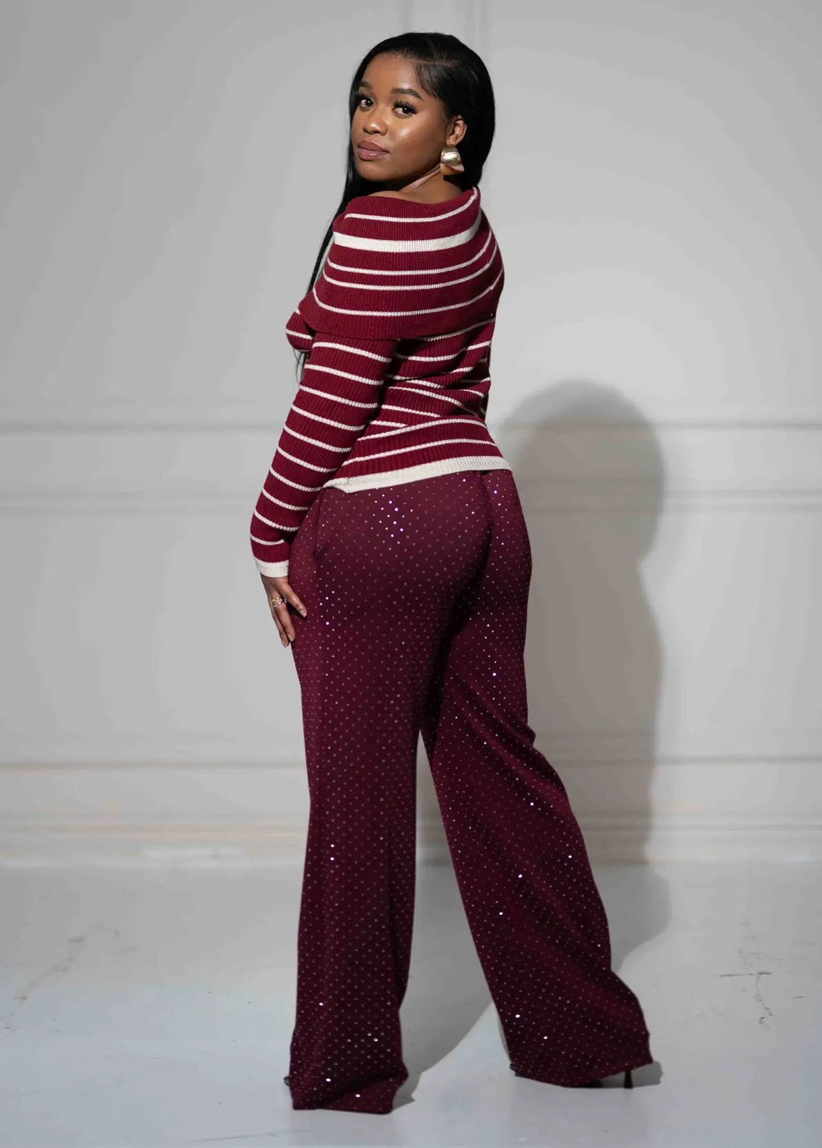 Nia Diamanté Joggers - Burgundy Shop Byxie