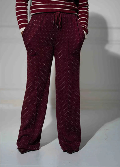 Nia Diamanté Joggers - Burgundy Shop Byxie