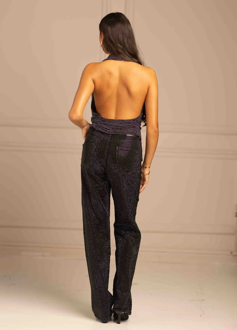 Stud Embellished Draped Halter Neck Top Shop Byxie
