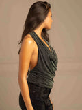Stud Embellished Draped Halter Neck Top Shop Byxie