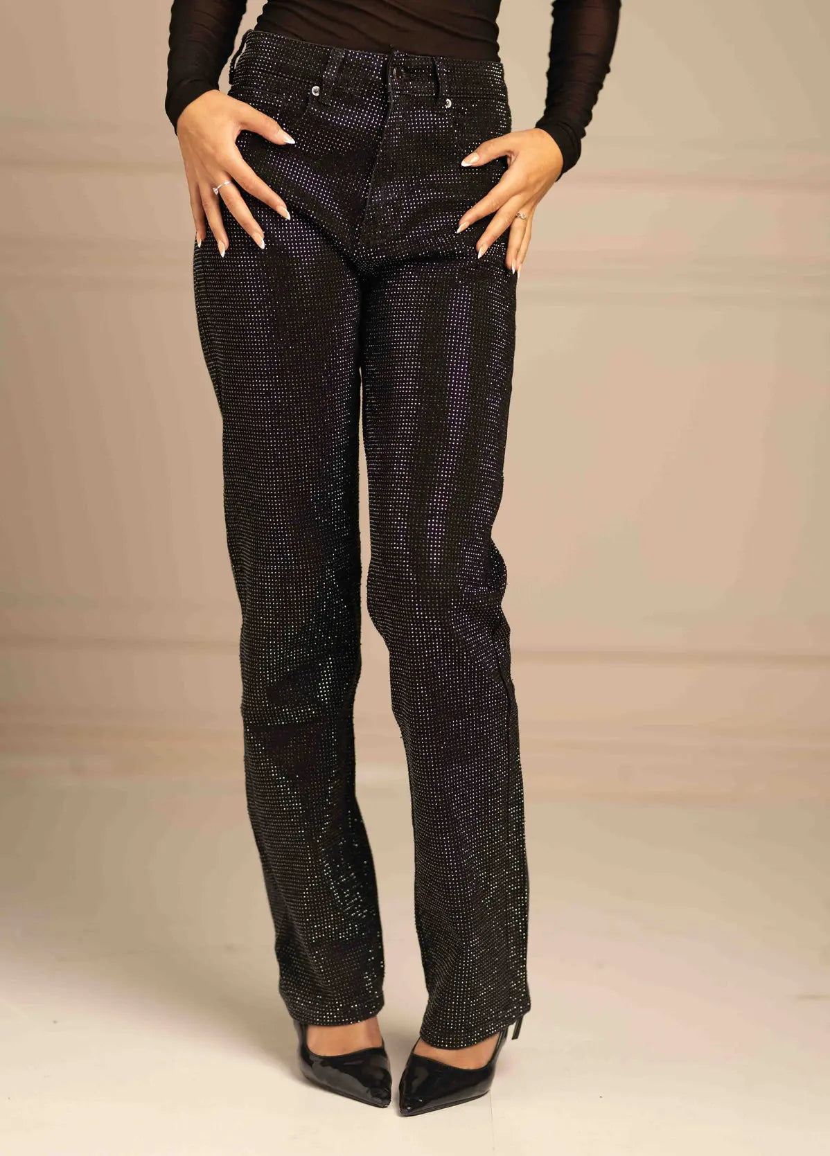 Soraya Diamanté Straight Jeans Shop Byxie