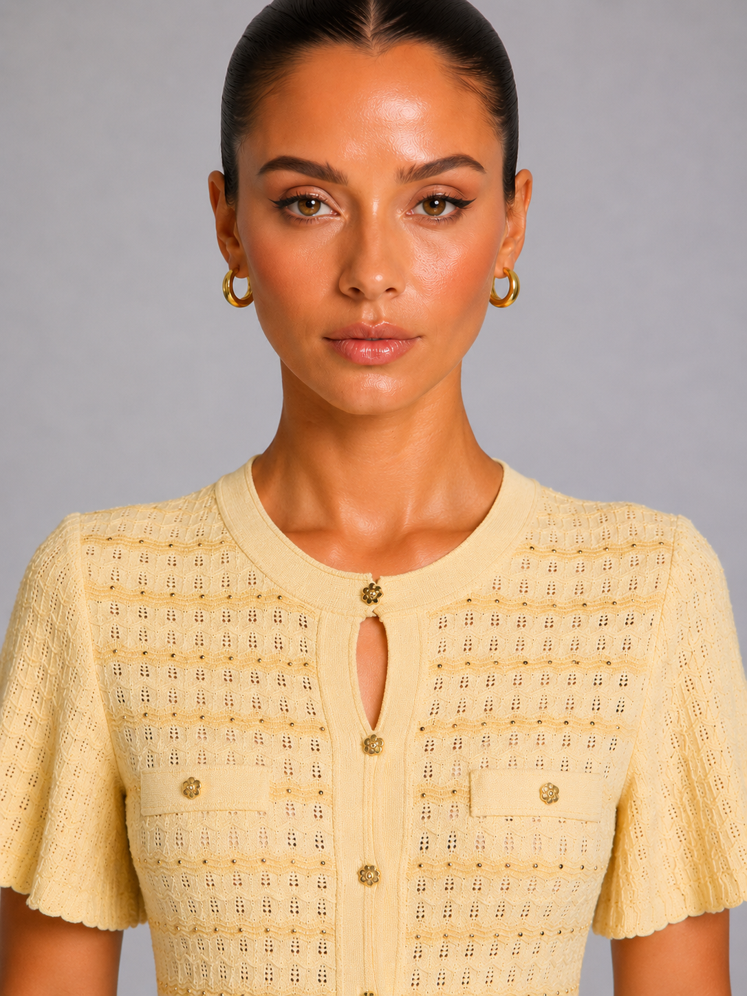 Serena Rhinestone Knit Dress - Champagne Shop Byxie