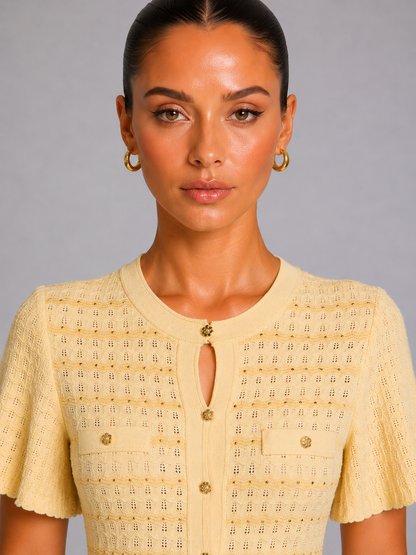 Serena Rhinestone Knit Dress - Champagne Shop Byxie