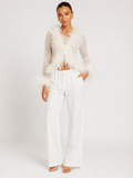 Rosalie Sheer Ostrich Feather Blouse - Pearl Ivory Shop Byxie