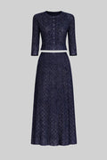Sylvie Rhinestone Knit Cardigan & Skirt Set - Navy Shop Byxie